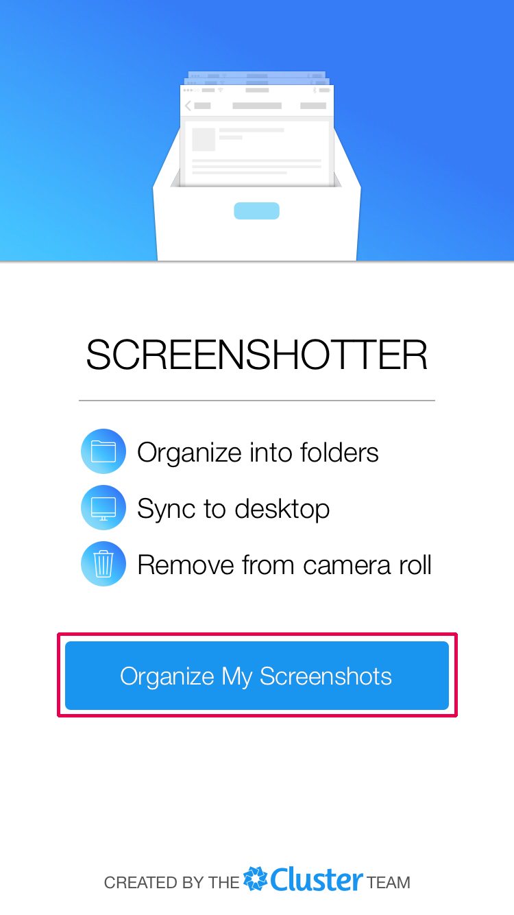 「Organize My Screenshots」をタップ