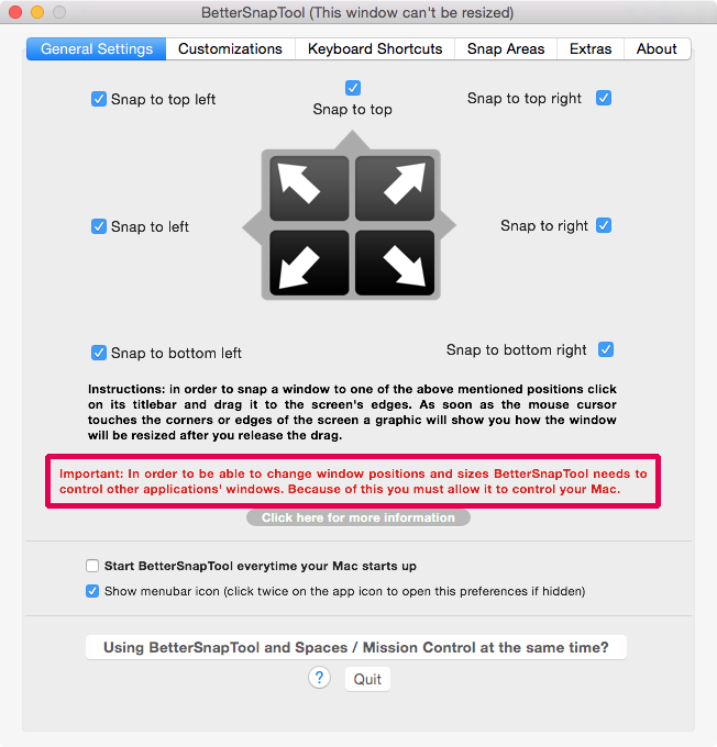 BetterSnapTool 基本設定