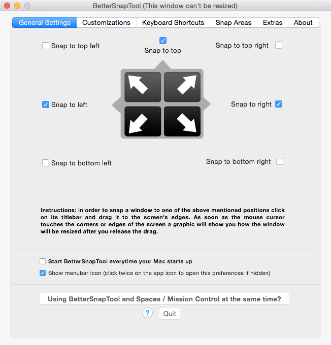 BetterSnapTool 基本設定