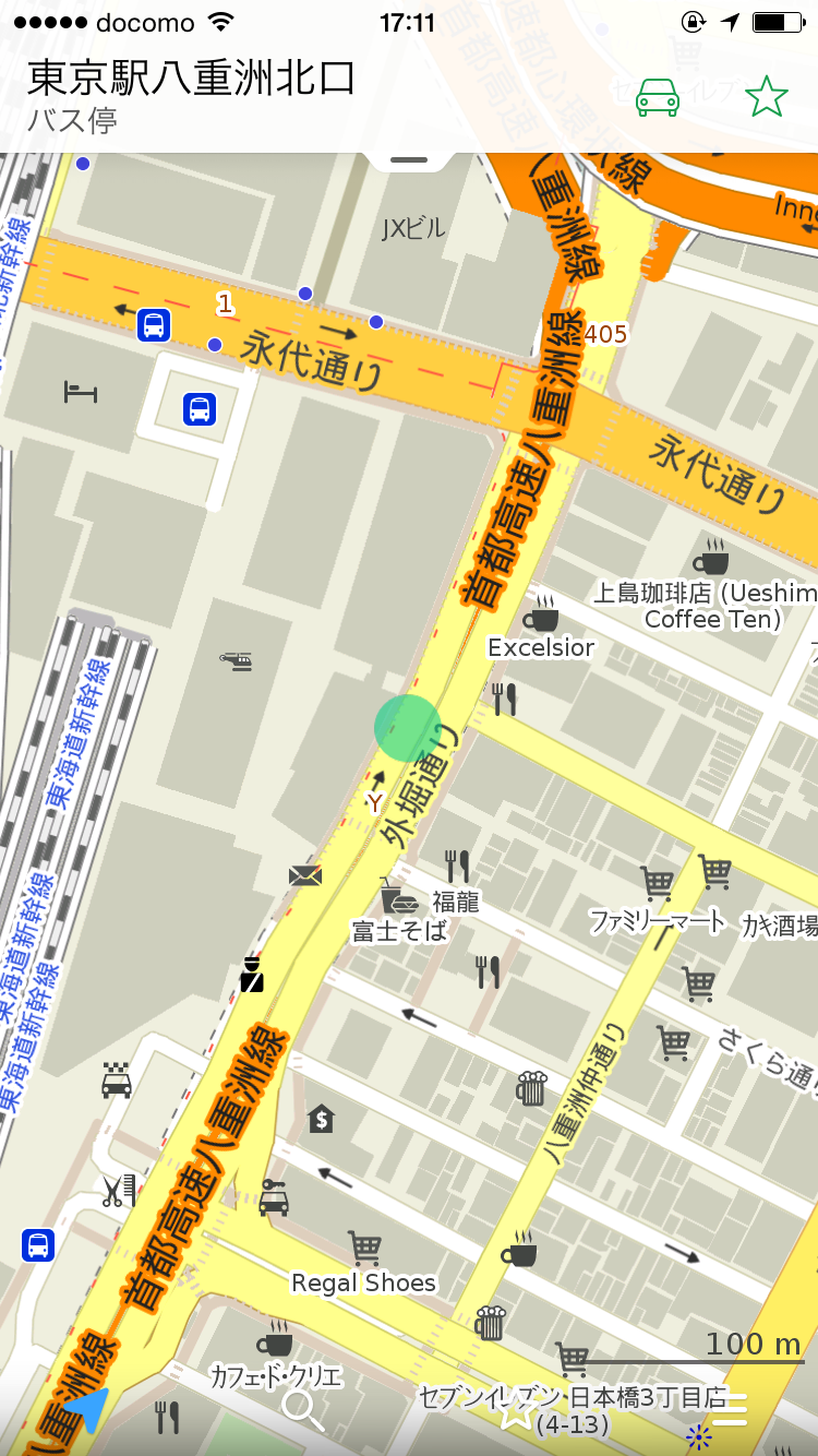 現在地からのルート