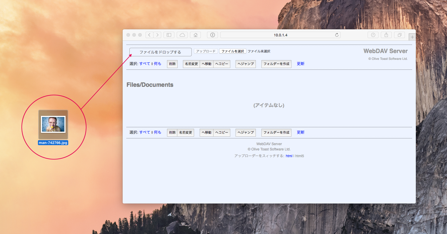 ファイルをドロップする