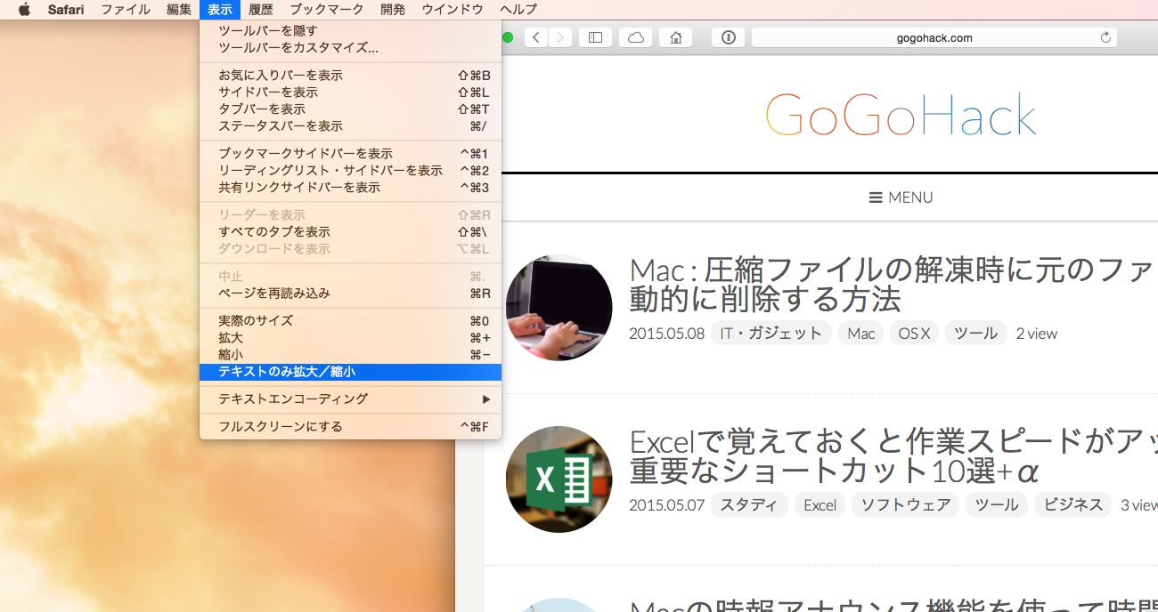 テキストのみ拡大/縮小