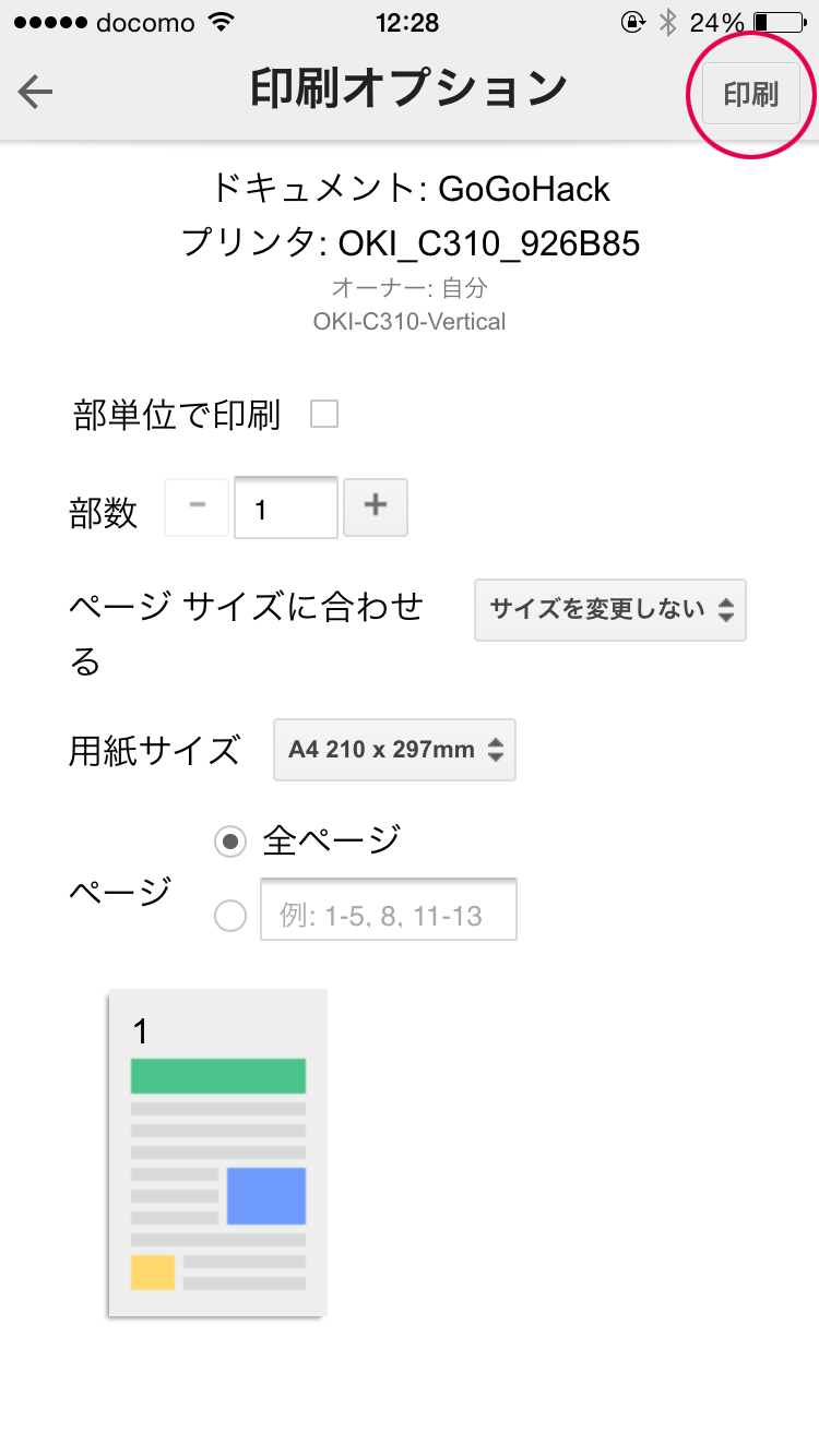 印刷オプション