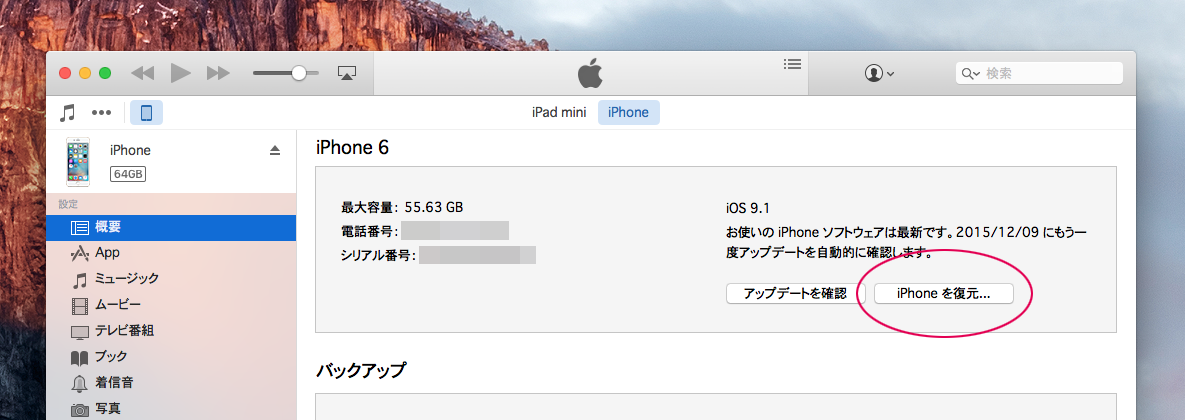 iPhoneを復元